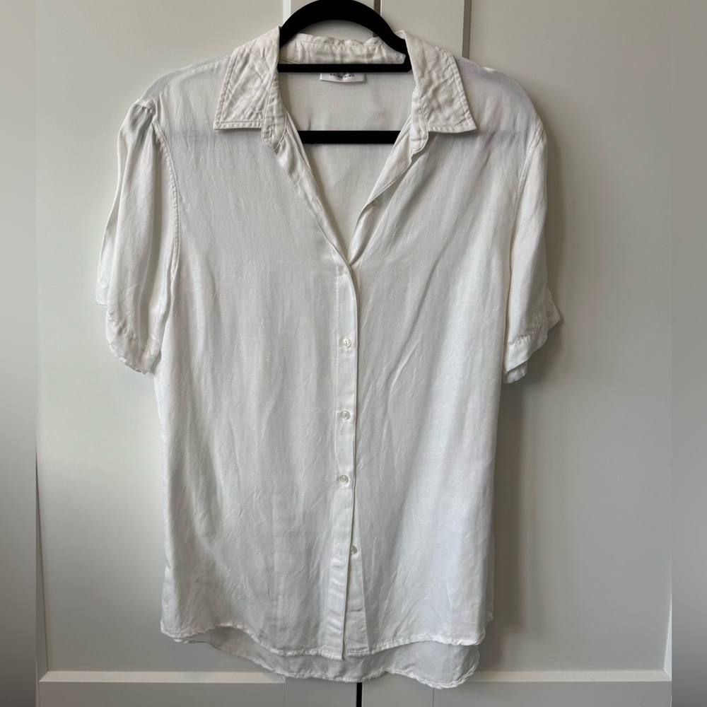 Anine Bing White Bruni Linen Oversized Shirt